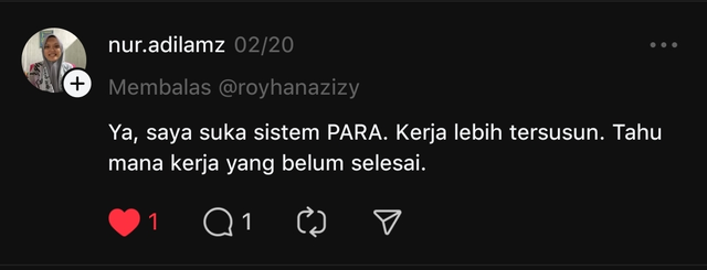 Image 0 for Kata mereka setelah menggunakan sistem PARA