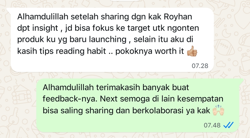 Image 1 for Kata mereka setelah mengikuti sesi 1:1