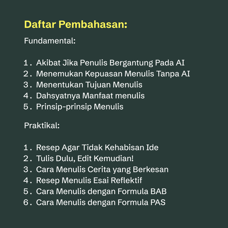 Highlight image 2 for Ebook Belajar Nulis Tanpa AI