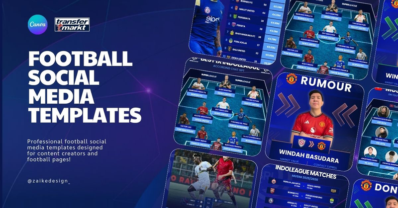 Highlight image for TRANSFERMARKET FOOTBALL SOCIAL MEDIA KIT – CANVA TEMPLATES ⚽