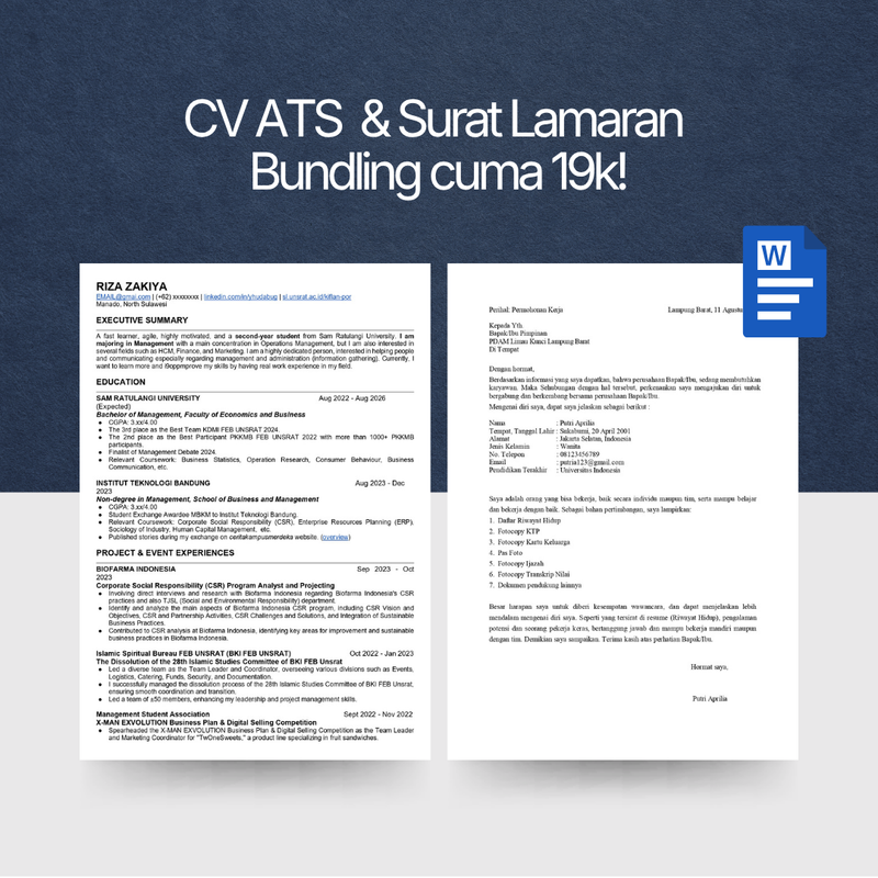 Image for Template CV ATS + Surat Lamaran 