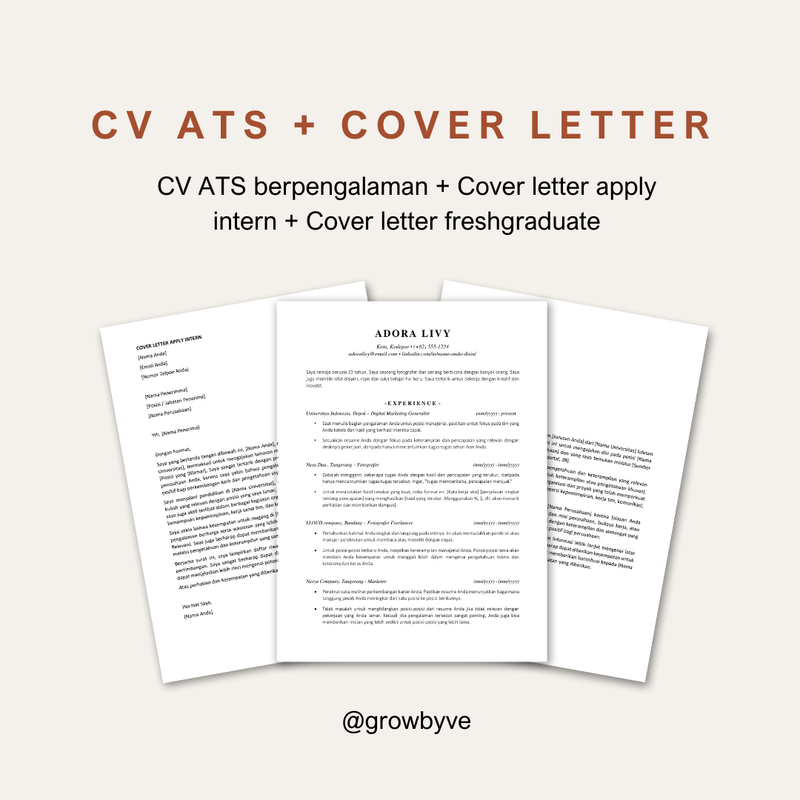 Highlight image for 3 in 1 - CV ATS, Cover Letter Internship, Cover Letter Freshgrad