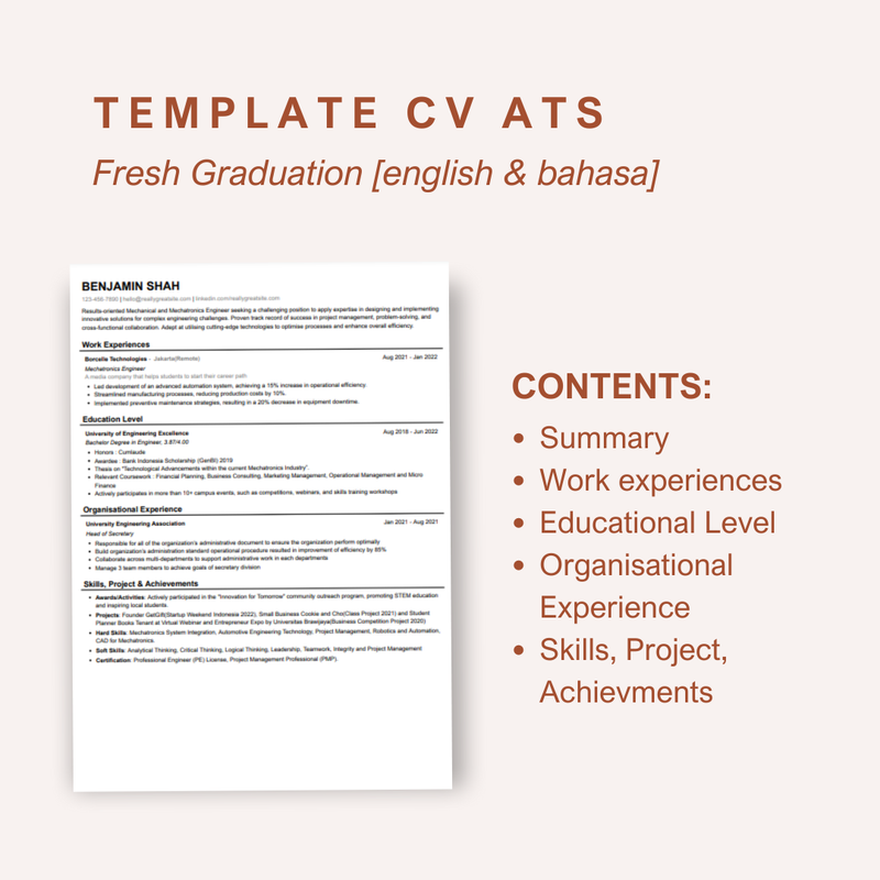 CV ATS Templates [Freshgrad eng & indo, Internship, Schoolarship ...