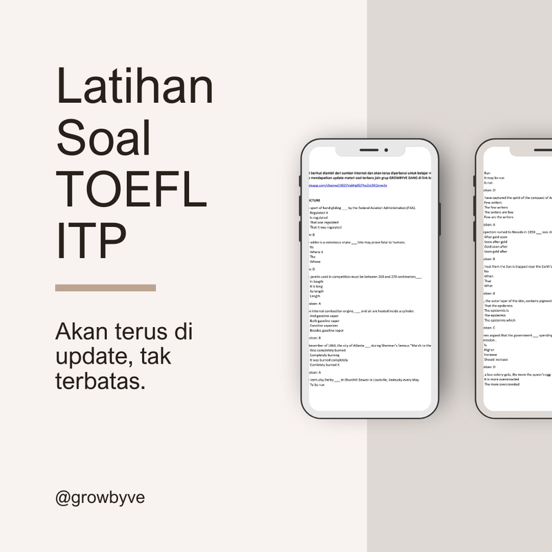 Highlight image 1 for Latihan Soal dan Kunci Jawaban TOEFL ITP [docx]