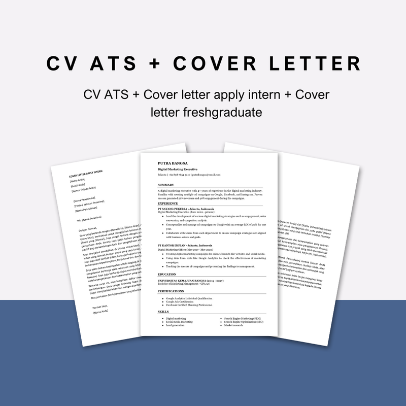 Highlight image for 3 in 1 - CV ATS, Cover Letter Internship, Cover Letter Freshgrad
