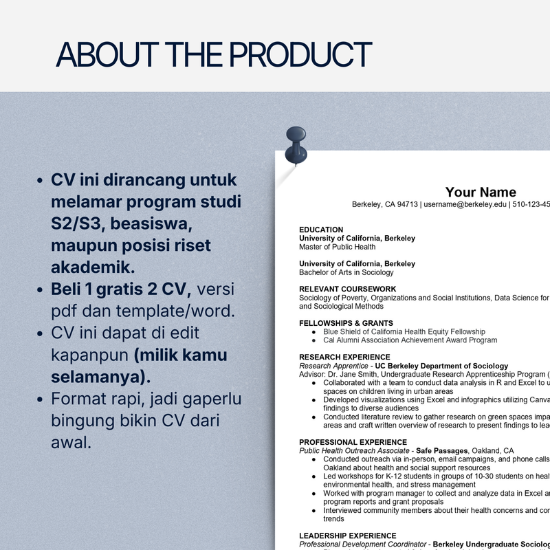 Highlight image for CV Grad School (apply S2/S3, beasiswa / riset akademik)