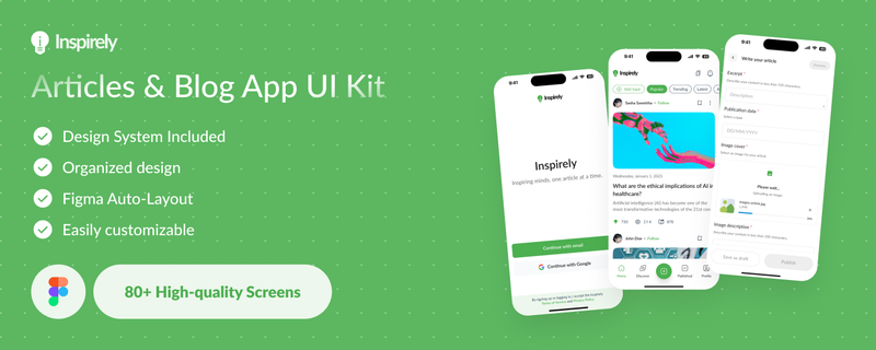Highlight image for Free UI Kit Inspirely - Blog & News App