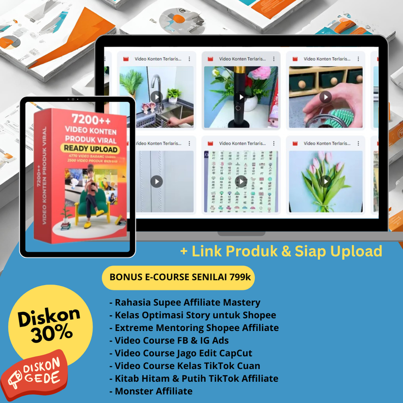 7200++ Video Produk Affiliate Siap Pakai (Dengan HAK JUAL Kembali, Untung 900%)