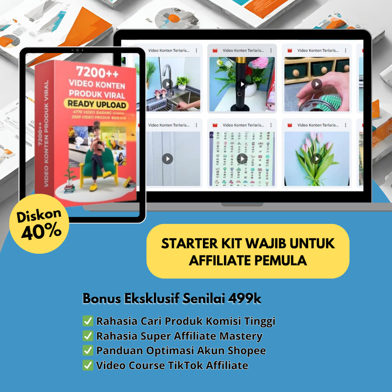 Highlight image 1 for 7200++ Video Produk Affiliate Siap Pakai (Dengan HAK JUAL Kembali, Untung 5900%)