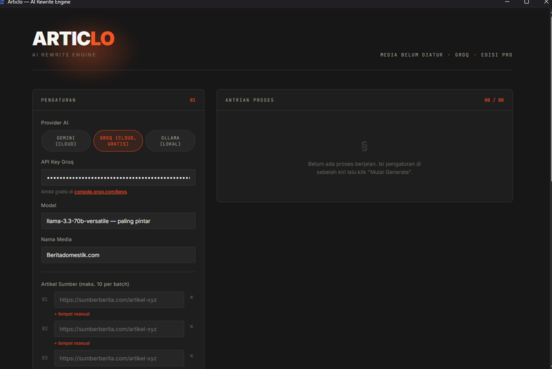 Highlight image for Articlo – AI Rewrite Engine | Rewrite Artikel Otomatis SEO Friendly (Gemini, Groq & Ollama)