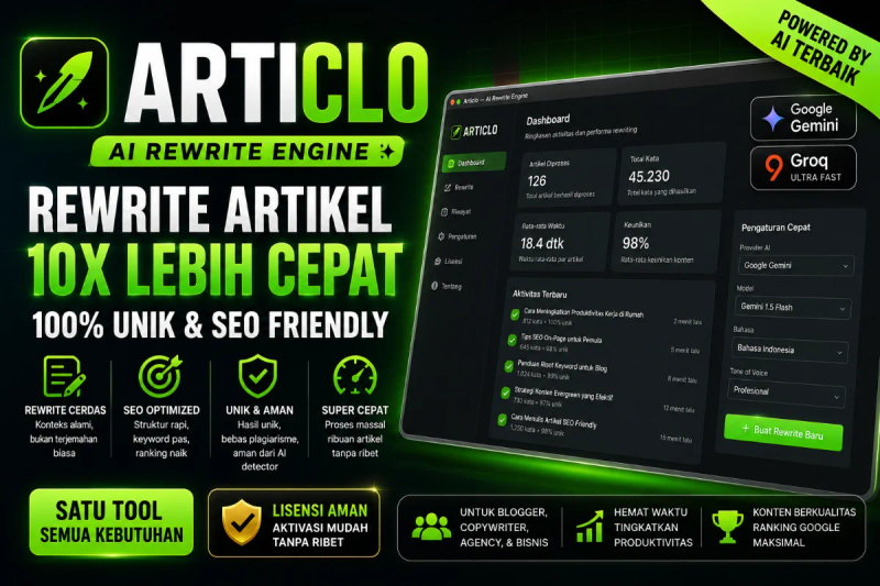 Highlight image for Articlo – AI Rewrite Engine | Rewrite Artikel Otomatis SEO Friendly (Gemini, Groq & Ollama)