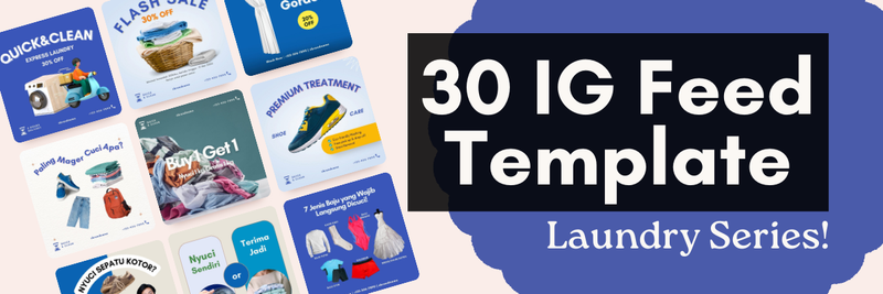 Highlight image 1 for 🚨 PROMO 19K Untuk 10 Orang!!! 🚨 📅 30 Days IG Feed Canva Content Template - Laundry Business 🧺📱