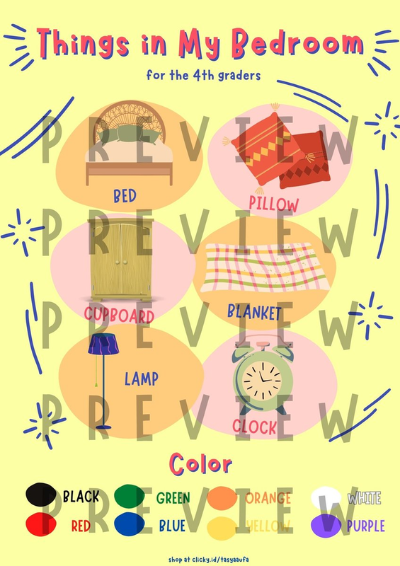 Highlight image for Printable Poster Bahasa Inggris Kelas 4 Materi Things In My Bedroom