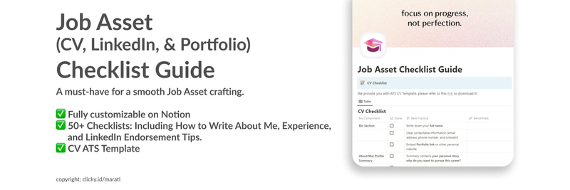 Highlight image 1 for Job Asset (CV, LinkedIn, & Portfolio) Checklist Guide - Notion 
