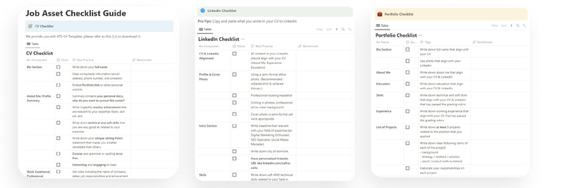 Highlight image 2 for Job Asset (CV, LinkedIn, & Portfolio) Checklist Guide - Notion 