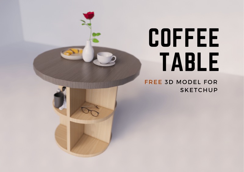 Highlight image 1 for FREE : 3D Model Wooden Coffee Table For Sketchup