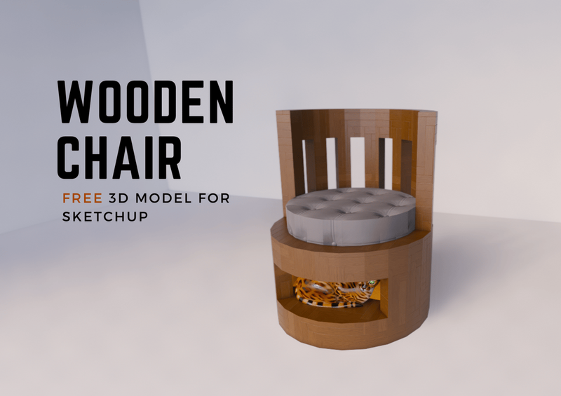 Highlight image 1 for FREE : 3D Model Wooden Chair For Sketchup