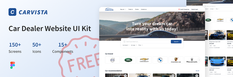 Highlight image for FREE UI Carvista - Car Dealer Website UI Trial Kit