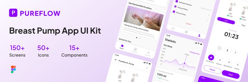 Highlight image for FLASH SALE! Pureflow Breast Pump App UI Kit FULL VERSION