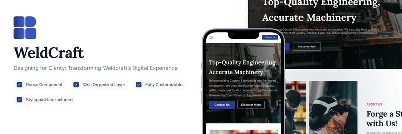Highlight image for FREE UI KIT! Weldcraft - Welding Company Profile Website