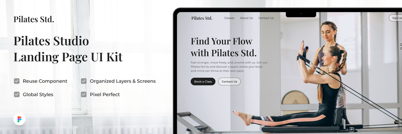 Highlight image 1 for FREE UI KIT! Pilates Studio - Landing Page