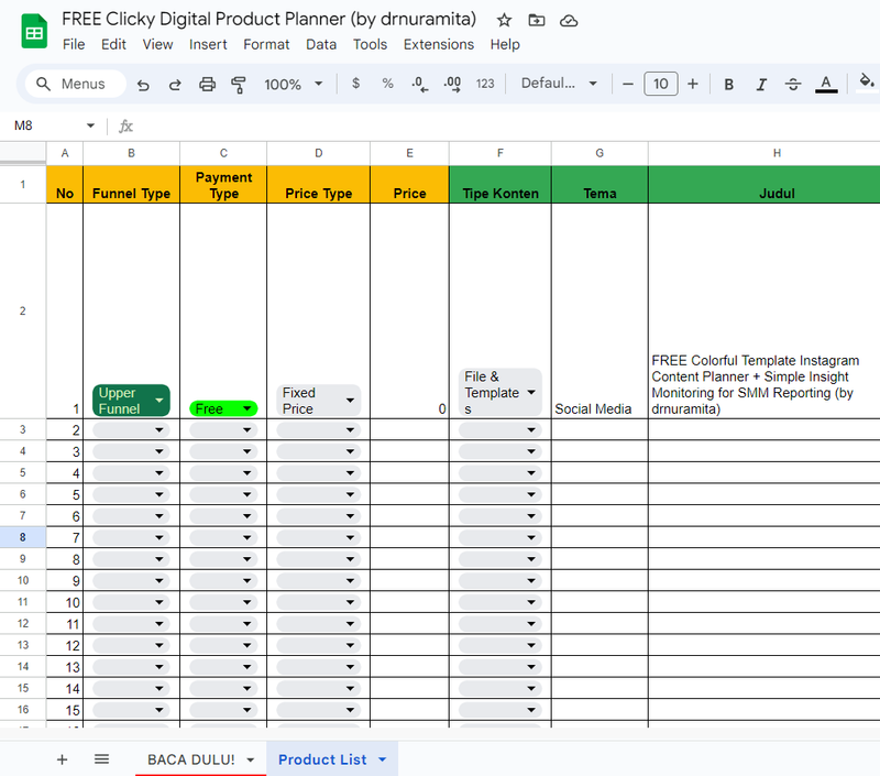 Highlight image for FREE Clicky Digital Product Planner Template (by drnuramita)