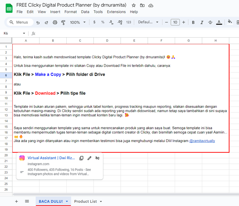 Highlight image for FREE Clicky Digital Product Planner Template (by drnuramita)