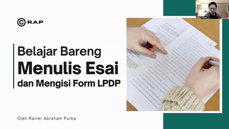Highlight image 1 for Video Webinar Belajar Bareng Menulis Esai dan Mengisi Form LPDP (by Rainer Purba)