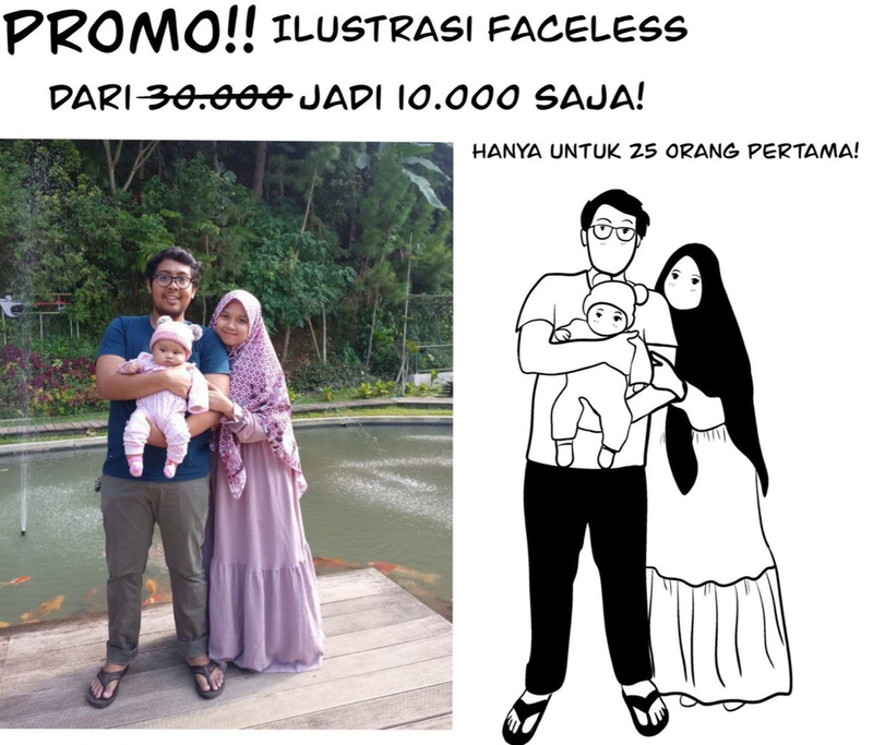 Highlight image for Jasa desain illustrasi faceless hitam putih