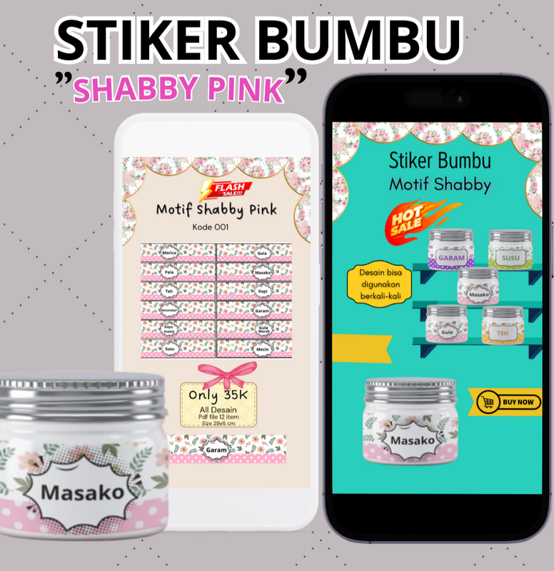 Highlight image for Stiker Bumbu Shabby Pink