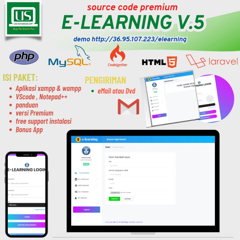Highlight image 1 for Membangun Aplikasi E-Learning dan Kirim Tugas v5: Template Source Code Premium