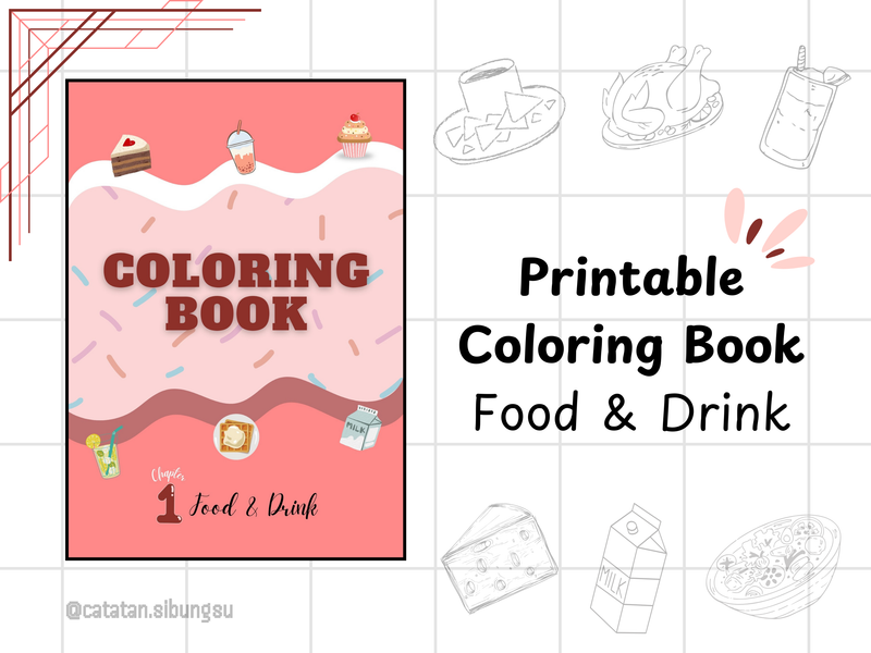 Highlight image for Printable Coloring Book Chapter 1 - Food And Drink (PDF)
