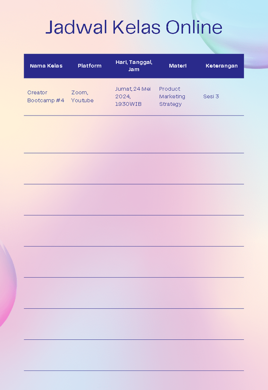 Highlight image for Template Jadwal Kelas Online