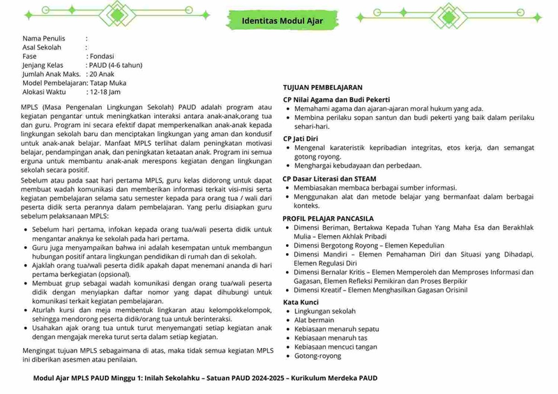 Highlight image for [Modul] RPP MPLS PAUD Minggu 1
