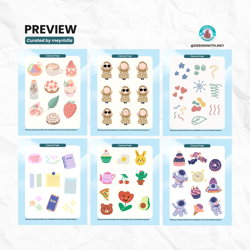 Highlight image for [Bundling] Kurasi Elemen Cute di Canva Makin Sat Set Saat Mendesain (Elemen Free & Pro)