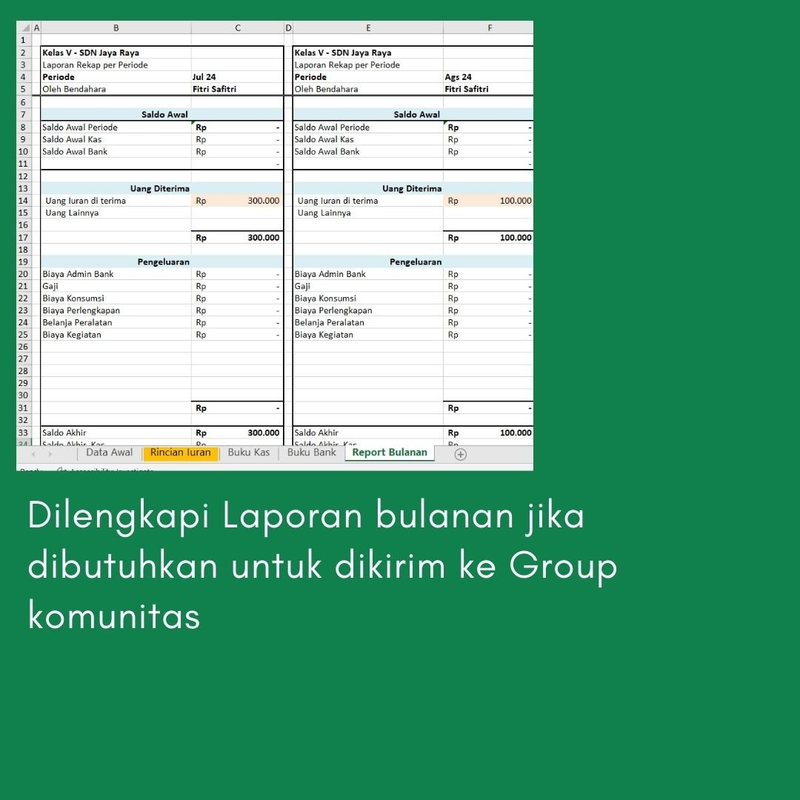 Highlight image for Template Excel |  Cocok untuk Bendahara Sekolah, Kampus, Komunitas, Perumahan dll