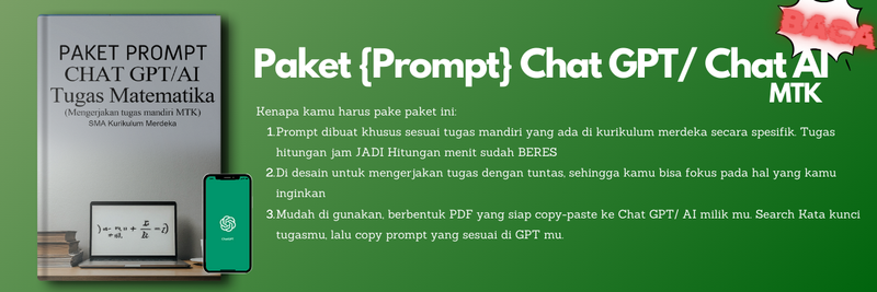 Highlight image for (XII) E-BOOK PAKET PROMPT CHAT GPT TUGAS MTK SMA KURIKULUM MERDEKA KELAS 12. TUGAS MTK DIJAMIN SELESAI!