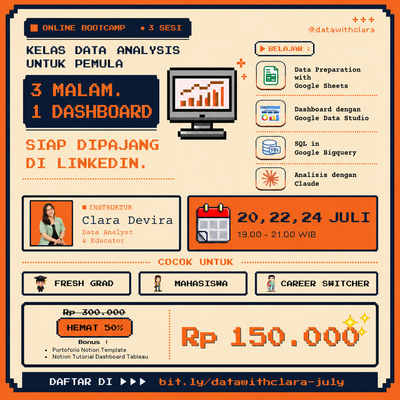image for Kelas Data Analysis untuk Pemula : Google Sheets + SQL + Dashboard button