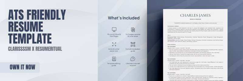 Highlight image 1 for claratwork x ResumeRitual - CV ATS Friendly Template
