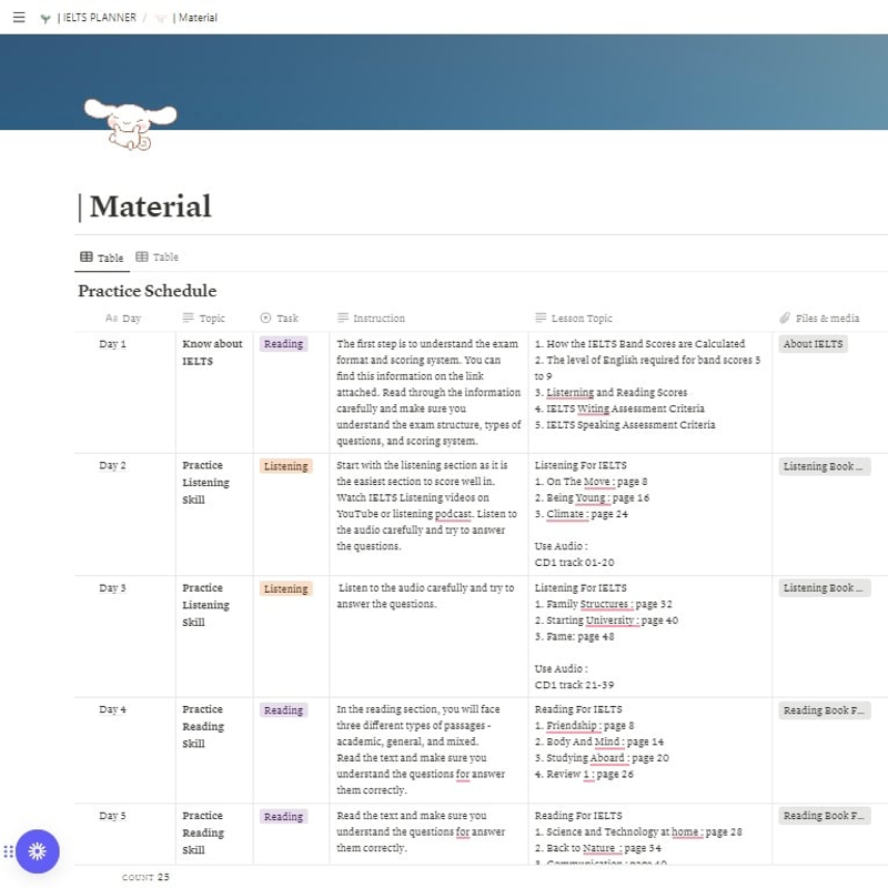 Highlight image 2 for IELTS Study Planner