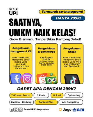 image for Paket Branding Logo, Feeds Social Media, Compro, Menu hanya 299 Ribu! by Scale Up Agency button