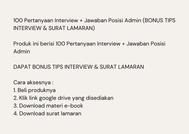 Highlight image for 100 Pertanyaan Interview + Jawaban Posisi Admin (BONUS TIPS INTERVIEW & SURAT LAMARAN)