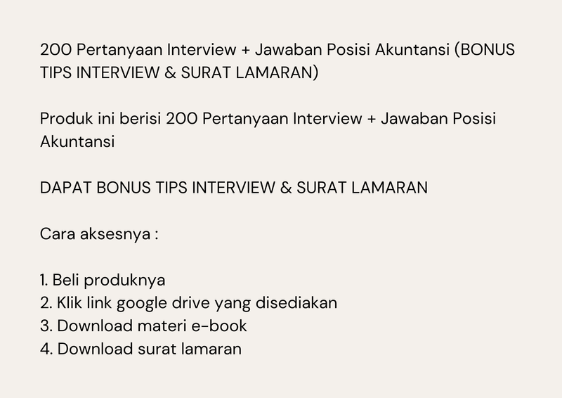 Highlight image for 200 Pertanyaan Interview + Jawaban Posisi Akuntansi (BONUS TIPS INTERVIEW & SURAT LAMARAN)