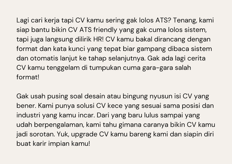 Highlight image 3 for Jasa Bikin CV ATS Friendly + BONUS GRATIS SURAT LAMARAN
