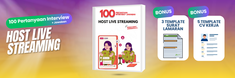 Highlight image 1 for E-book 100 Pertanyaan Interview + Jawaban Posisi Host Live Streaming (BONUS SURAT LAMARAN & TEMPLATE CV)