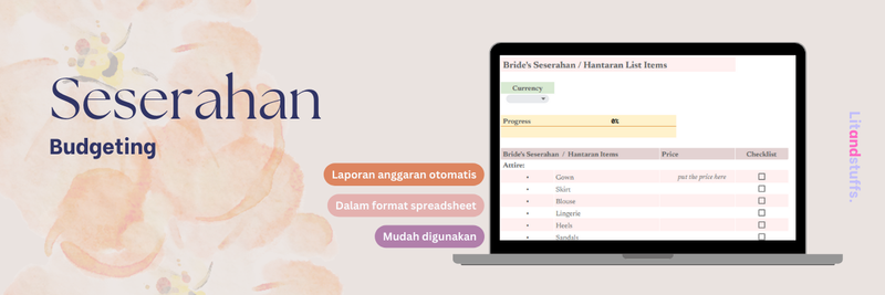 Highlight image 1 for Seserahan Planner & Budgeting: Tersedia 2 versi bahasa (Indonesia & Inggris)