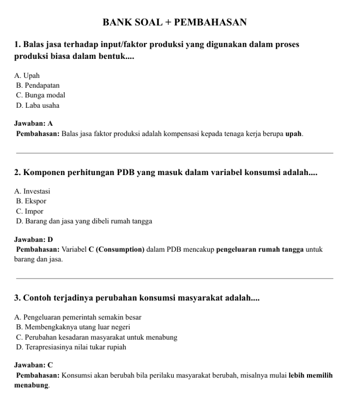 Highlight image 3 for KISI-KISI & BANK SOAL - Pengantar Ekonomi Makro (ESPA4110)