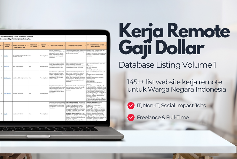Highlight image 1 for Database Kerja Remote Gaji Dollar Vol.1