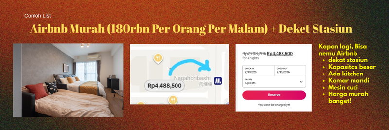 Contoh list Airbnb yang aku pilih