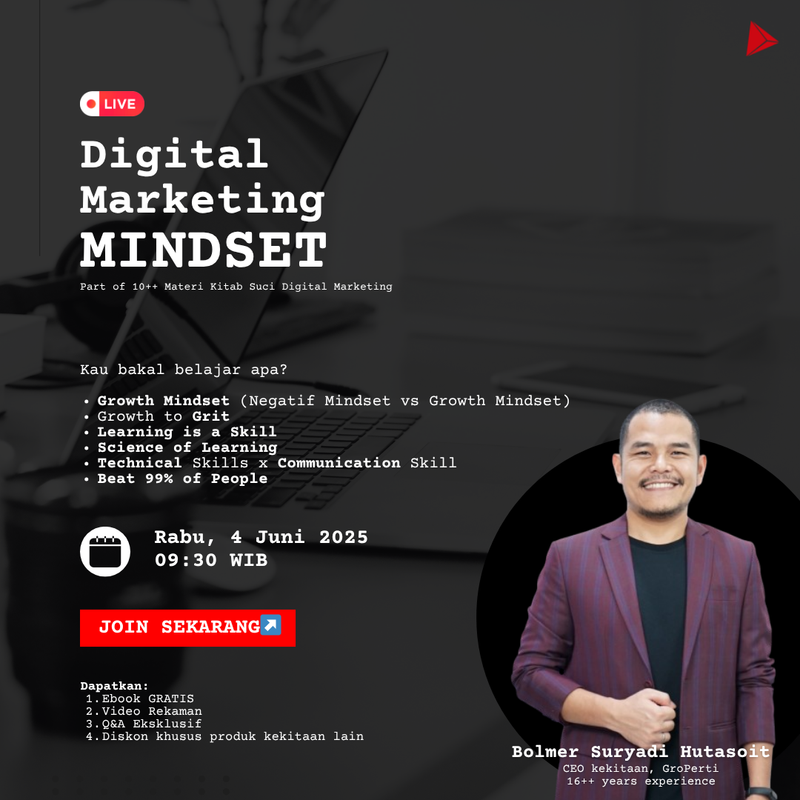 Highlight image for [LIVE CLASS] 1.0 Mindset Digital Marketing - Kau Ga Harus Jenius!